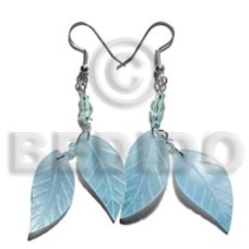 dangling double leaf aqua blue hammershell 25mm