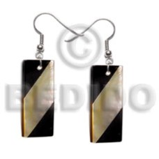 dangling rectangular 35mmx15mm back to back mother of pearl shell (MOP) black