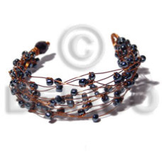 8 rows copper wire cuff bracelet with hematite beads