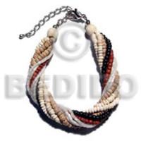 twisted 6 rows 2 3mm coco pklt  natural white bleached white red b