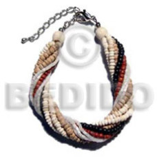 twisted 6 rows 2 3mm coco pklt  natural white bleached white red b