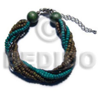 twisted 3 rows 4 5mm coco olive green pklt with 2 rows 2 3mm coco