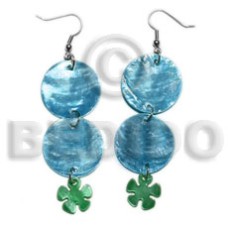 dangling double round 25mm blue capiz shell