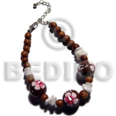 4 5mm coco pklt. natural brown with handpainted 15mm robles round woo