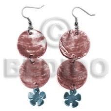 dangling double round 25mm reddish brown capiz