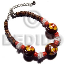4 5mm coco Pokalet. natural brown with handpainted