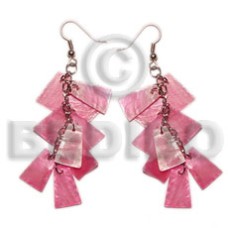 dangling pink 20mmx15mm capiz 9pcs. in metal