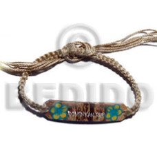 macrame coco id bracelet with flower painting  single color threa