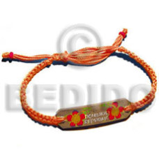macrame coco id bracelet with flower painting  single color threa