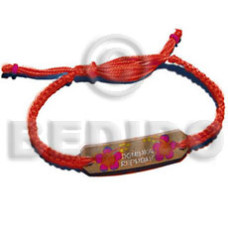 macrame coco id bracelet with flower painting  single color threa
