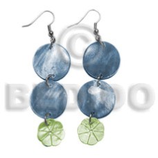 dangling double round 20mm subdued blue hammershell