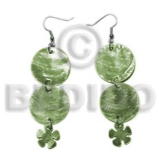 dangling double round 25mm blue capiz shell