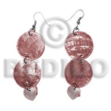 dangling double round 25mm light brown capiz