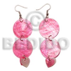 dangling double round 25mm pink capiz shell