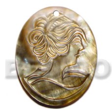 oval blacklip with lady carving 50mmx40mm