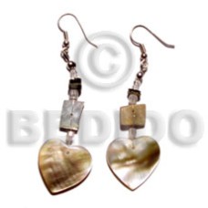 dangling 15mm brownlip heart with brownlip chips
