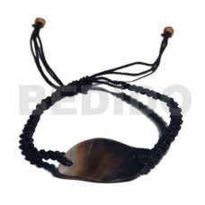 black macrame blacklip shell id bracelet