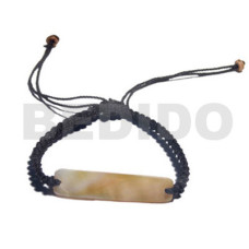 black macrame mop shell id bracelet