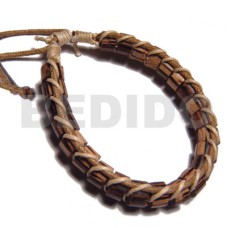 palmwood cylinder wood beads in macrame beige and tan wax cord