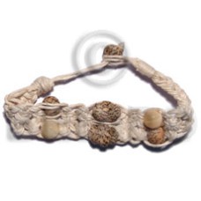 palmwood cylinder wood beads in macrame brown and tan wax cord