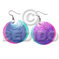 dangling double pink aqua blue combination capiz round