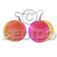 dangling double yellowithpink combination capiz round 35mm