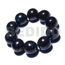 10 pcs. of 20mm round wood beads in black high polished paint g