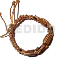tube wood beads in macrame satin cord