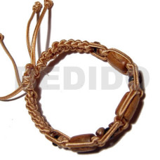 tube wood beads in macrame satin cord