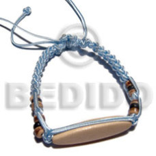 aqua blue macrame at. wood beads id bracelet