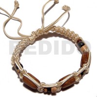 tube wood beads in macrame satin cord