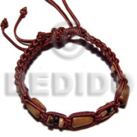 tube wood beads in macrame satin cord