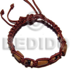 tube wood beads in macrame satin cord