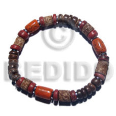 7 8mm coco pklt natural white and maroon coco with buri tube beads, 