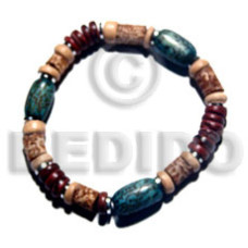 surfer macrame bracelet  mahogany and natural bone beads