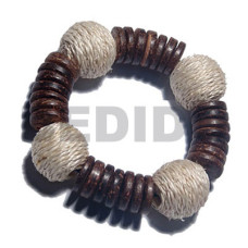 elastic 10mm coco nat brown pklt with 15mm corded wood beads acce