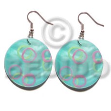 dangling 35mm round kabibe shell in aqua