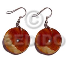 dangling 25mm round mother of pearl shell (MOP) with skin