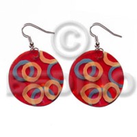 dangling 35mm round red capiz shell 