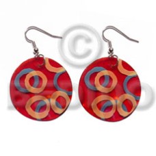 dangling 35mm round red capiz shell 