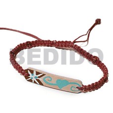 adjustable macrame wax cord bracelet  braided  dark maroon an