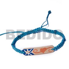 adjustable macrame wax cord bracelet  braided  aqua blue and 