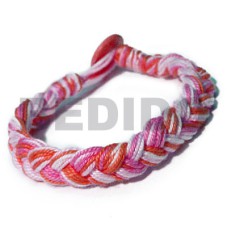 adjustable macrame bracelet  2 tone soft thread  orange, whit