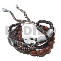 ajustable macrame bracelet  4 layers combination  oval wood beads i