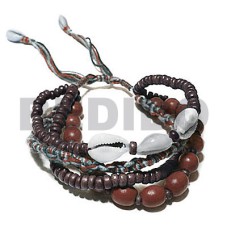 ajustable macrame bracelet  4 layers combination  oval wood beads i