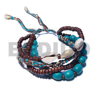 ajustable macrame bracelet  4 layers combination  oval wood beads i