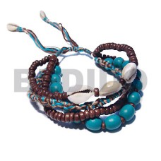 ajustable macrame bracelet  4 layers combination  oval wood beads i