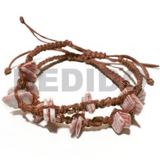 adjustable wax cord macrame pair  in brown with matching dyed whi