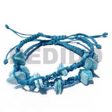 adjustable wax cord macrame pair  in baby blue with matching dye