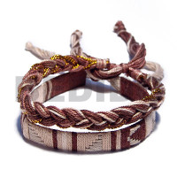 ajustable macrame pair  flat and braided  in brown tones